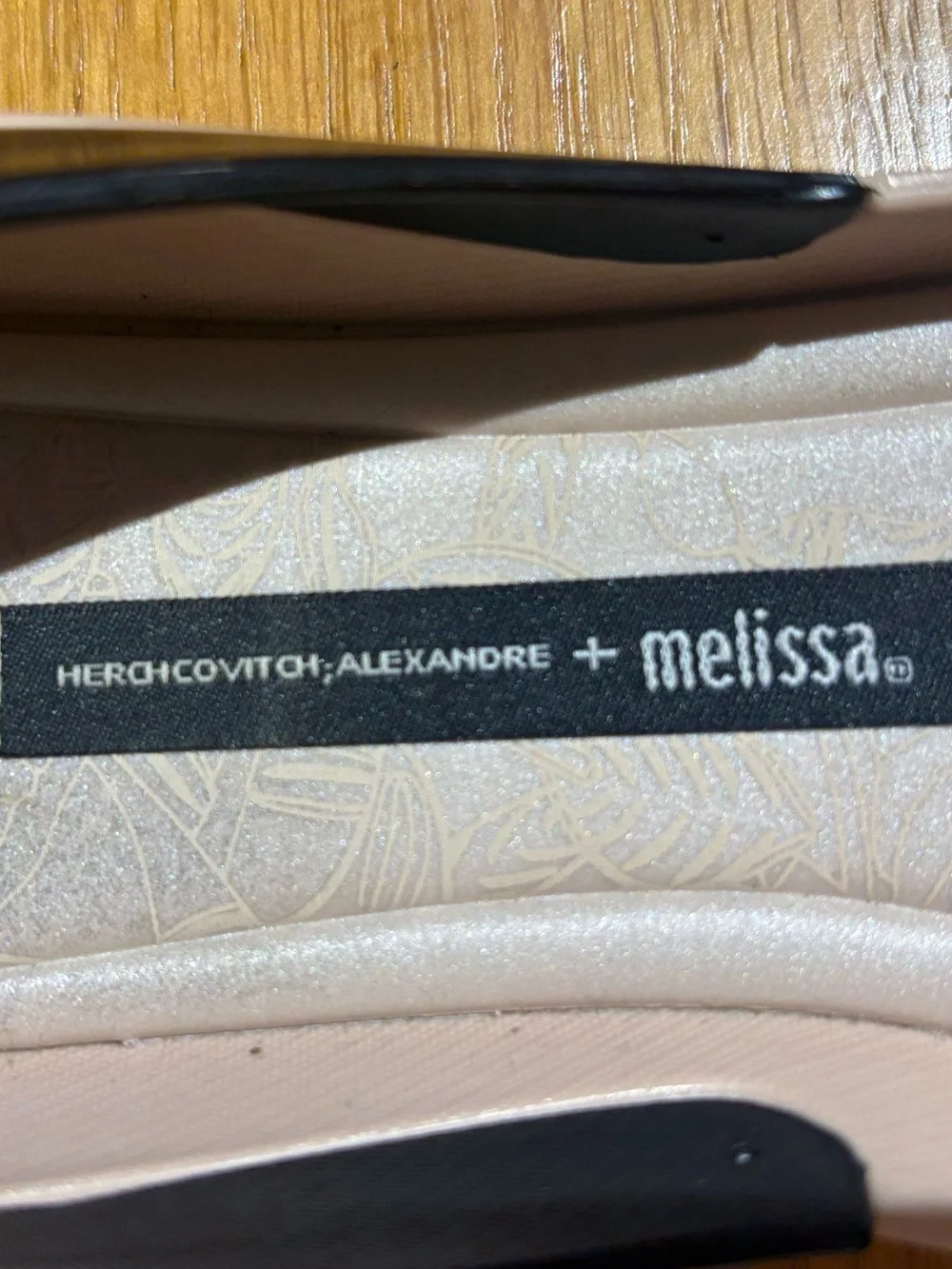 Melissa + Alexandre Herchcovitch Flower Queen Peep-Toe Flats, Beige/Black, size9